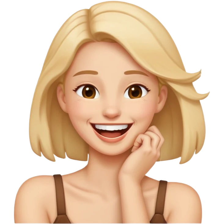 girl holding neck laughing  emoji