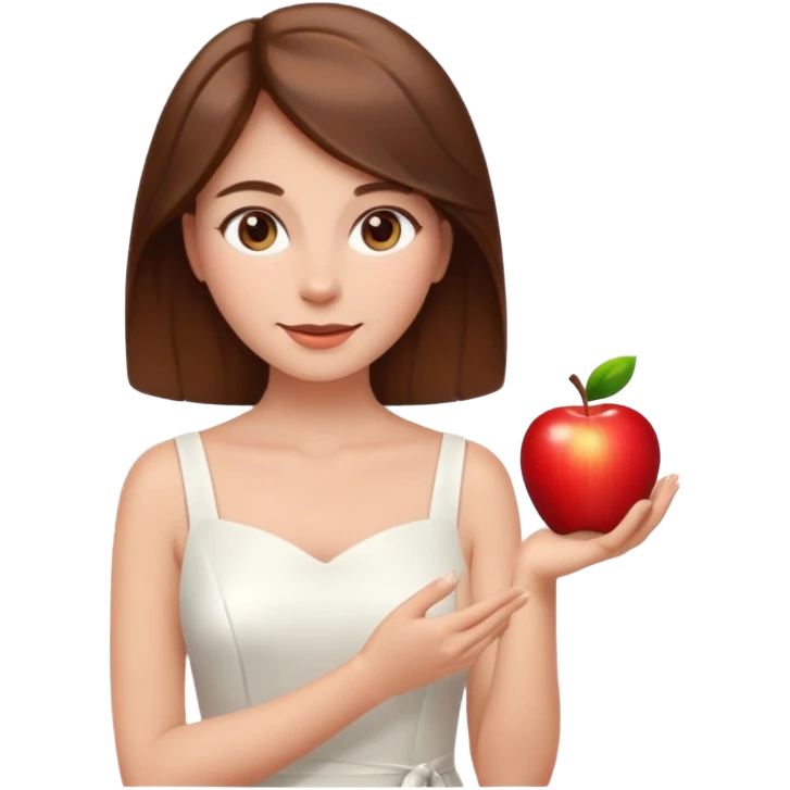 emoji of a beautiful woman with soft facial features, smooth skin, gentle smile, expressive eyes, and shiny hair. Clean lighting, warm tones, elegant and friendly expression, minimalist white background, polished Apple emoji aesthetic emoji
