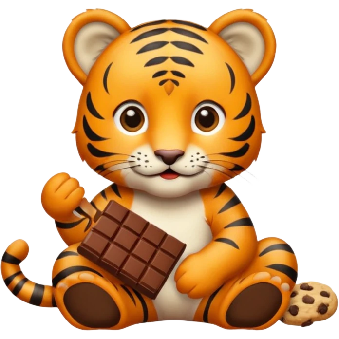 Cute Tiger eating Cookies emoji
