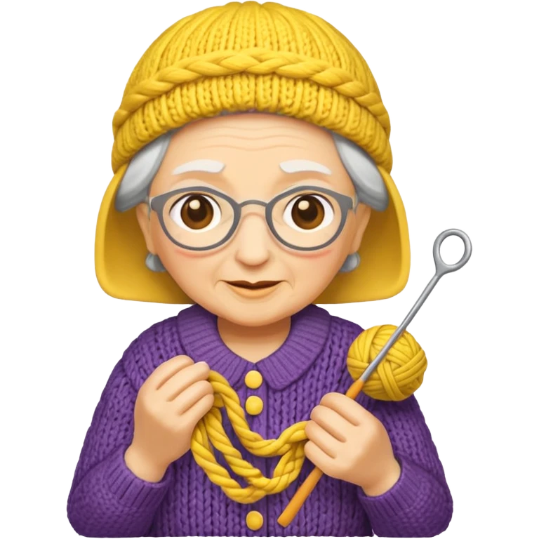 knitting grandma yellow emoji