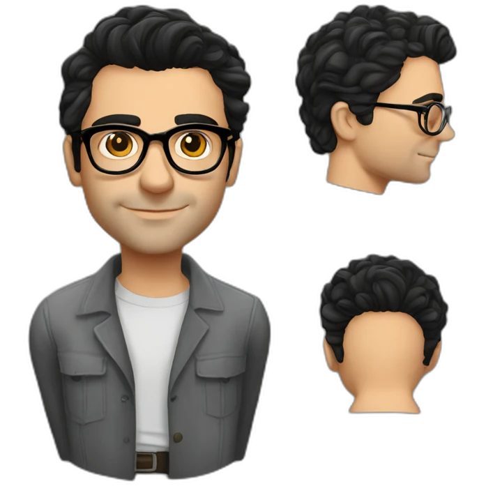 young oscar isaac with glasses, clean shaven emoji