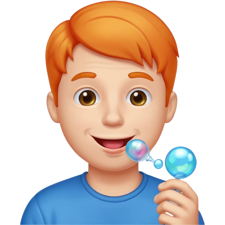 the guy is chewing gum and make a buuble emoji