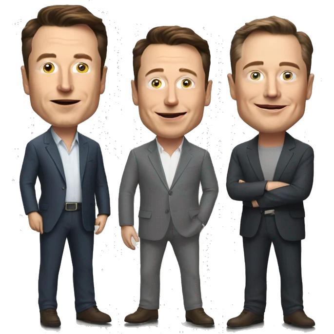 Generate the image of elon musk with steve and bill emoji