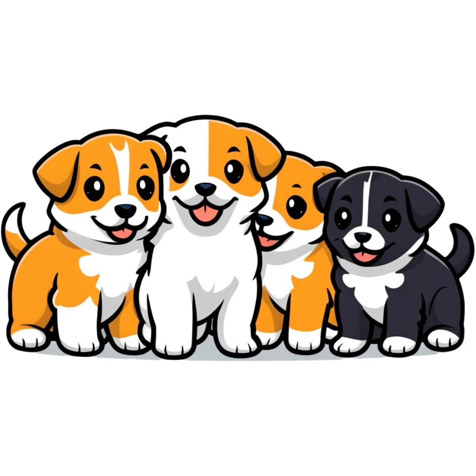 group of puppies playing emoji