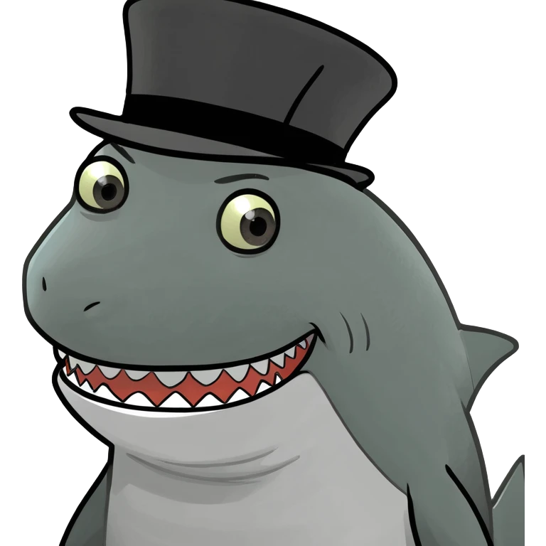 Shark with a top hat emoji