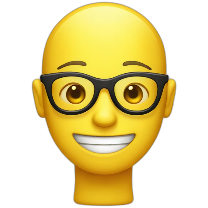 Yellow circle head With a cheerful expression with black eyes black glasses emoji