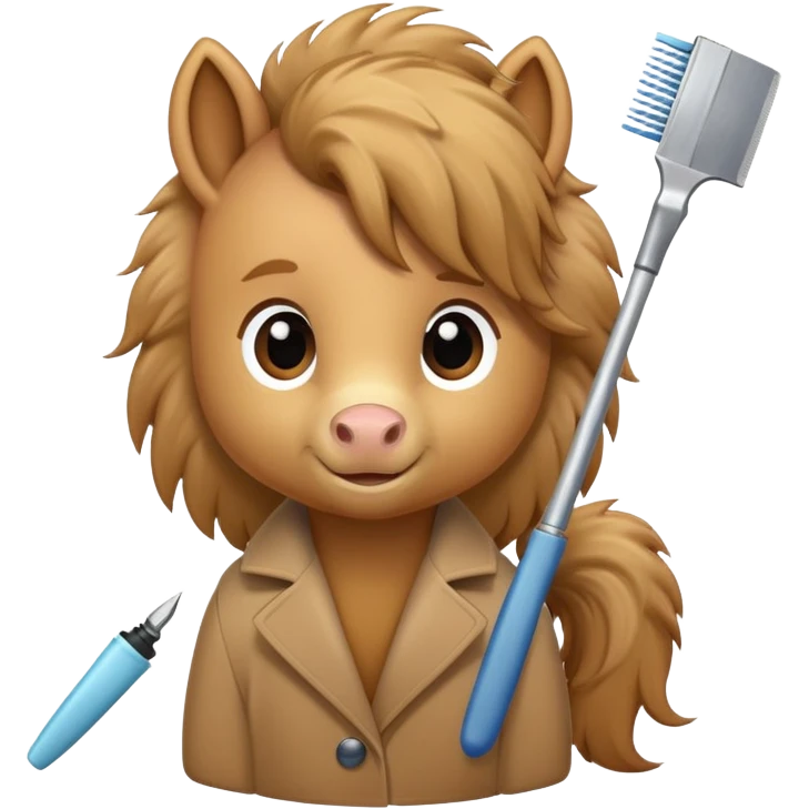 pony with grooming tools nearby emoji