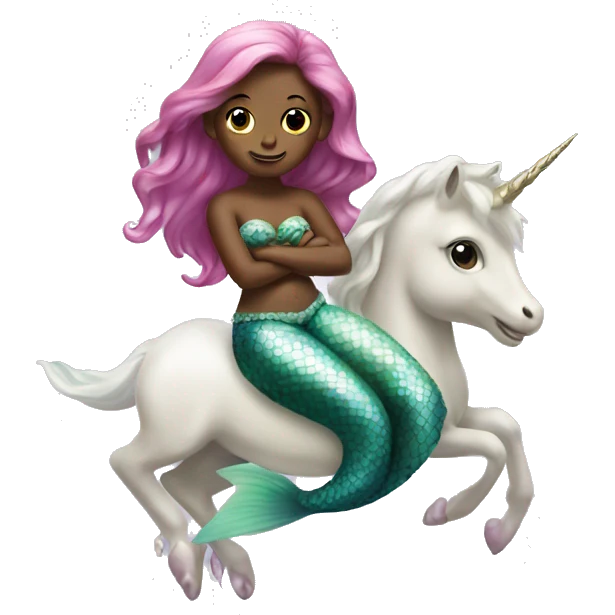 small mermaid on a pearl unicorn  emoji