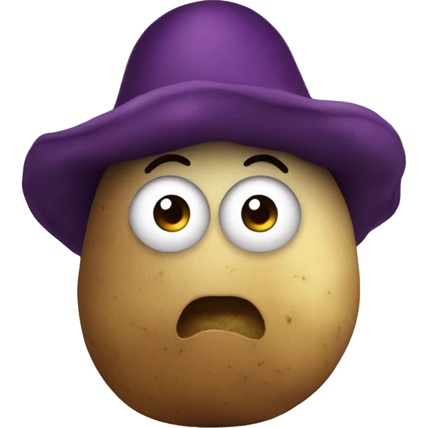Potato wearing eggplant hat emoji