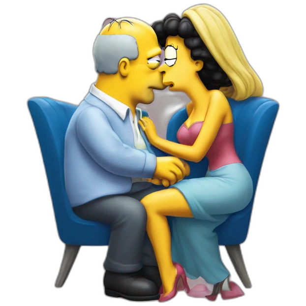 Homer Simpson kissing Marge Simpson emoji