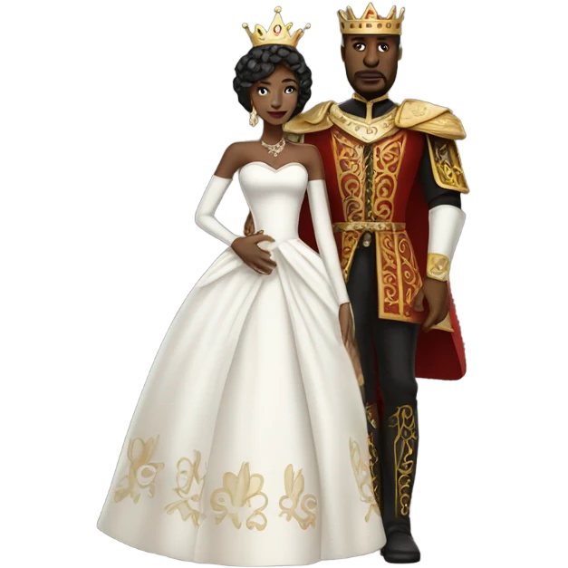 Black king giving heart to white queen  emoji