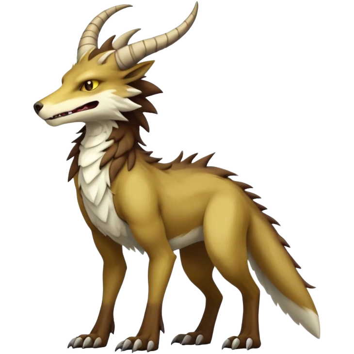 Sergal-Vernid-hybrid-animal-creature, full body, 4 legs, horned emoji
