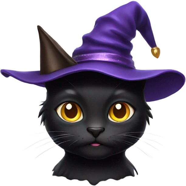 Black cat with wizard hat emoji