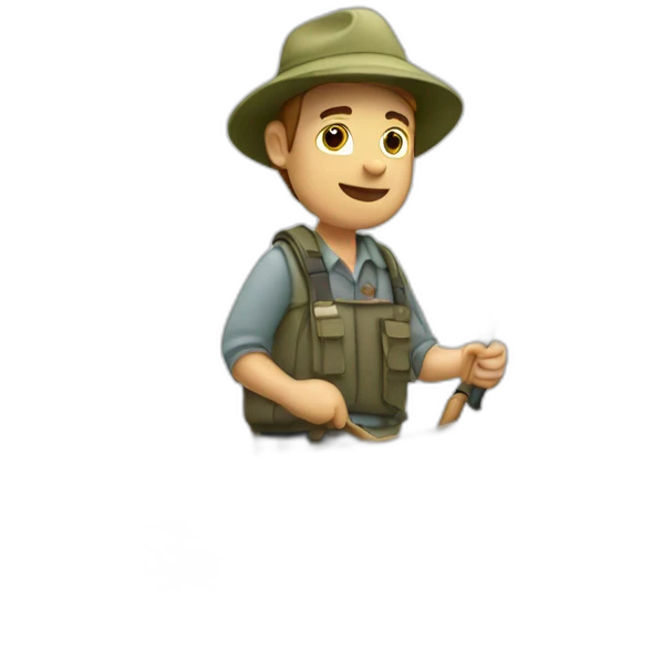 white fisherman fishing with a fishing rod in a small boat emoji