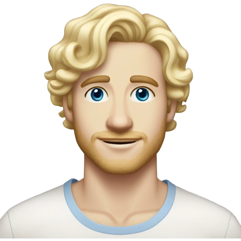 full body light curl blonde 30yo man blue eyed pale skin emoji