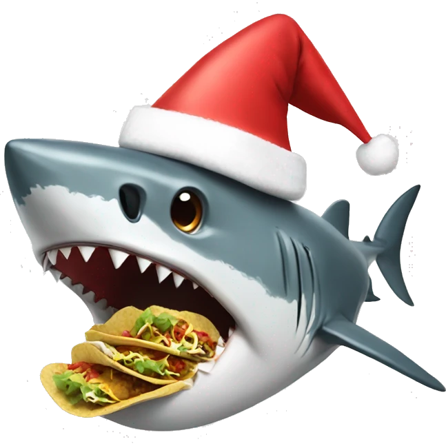 Shark dressed like Santa eating tacos emoji