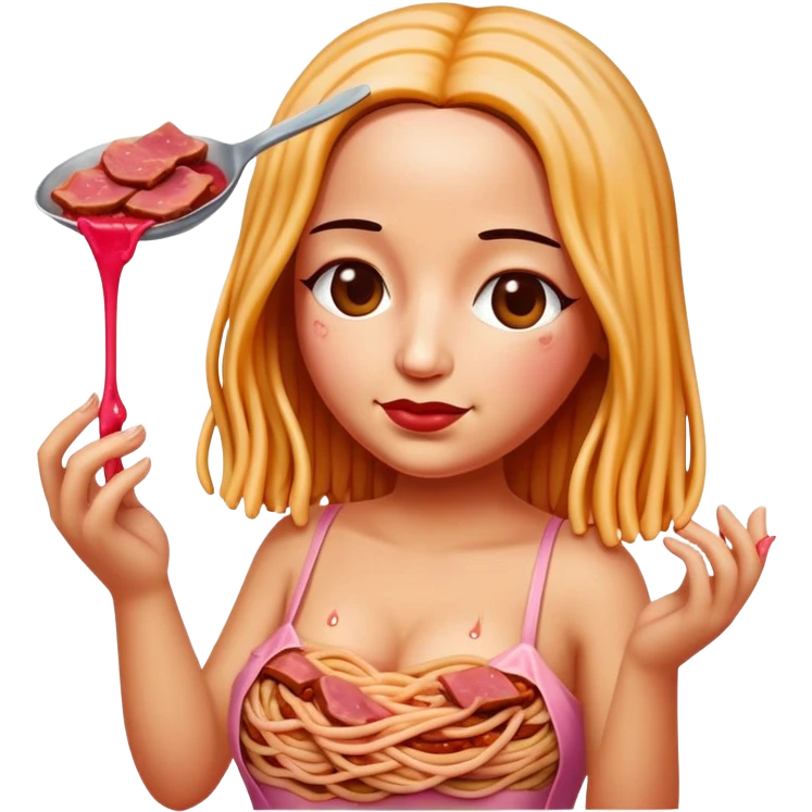  SPAM meat melted pink dripping sauce spaghetti dress monalisa portrait emoji