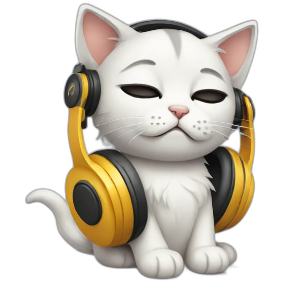 sad kitten listening to music with eyes closed emoji