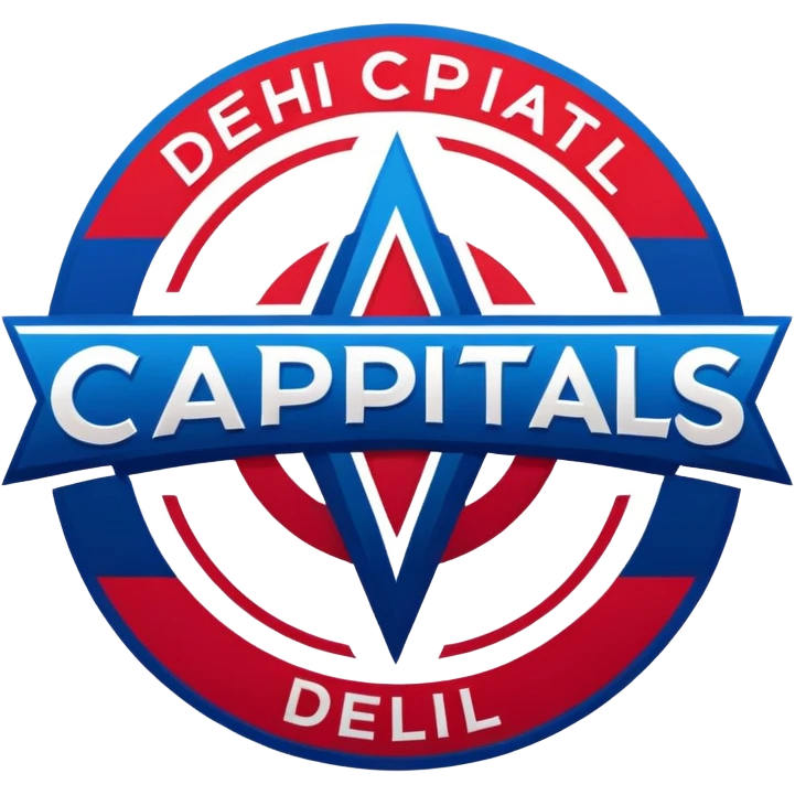Delhi Capitals cricket team logo, blue and red color scheme with DC letters emoji