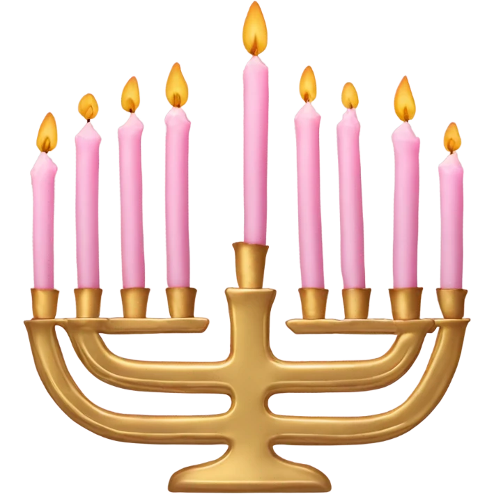 gold menorah with light pink candles  emoji