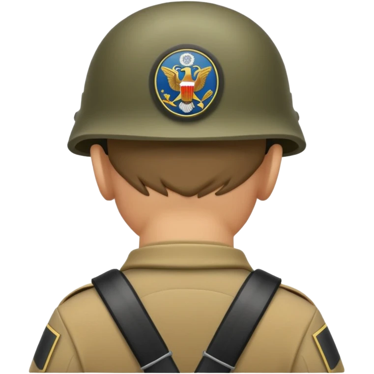 back view of soldier's head wearing military helmet emoji