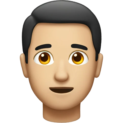 man with small eyes and a rice  emoji