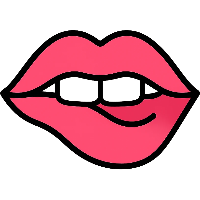 biting lip icon with color outline emoji