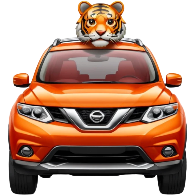 A Tiger Driving A RED NISSAN ROGUE SUV emoji