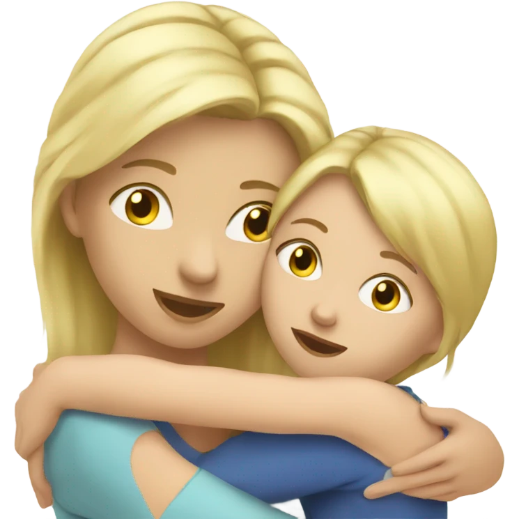 Blonde Mother huggings with a girl emoji