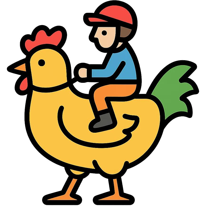 color outline icon of a chicken jockey emoji