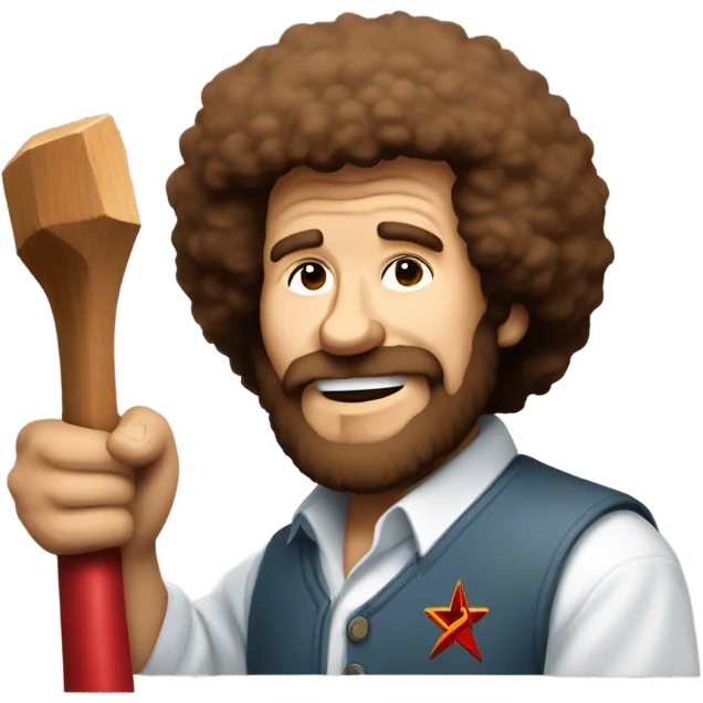 bob ross painting a hammer and sickle emoji