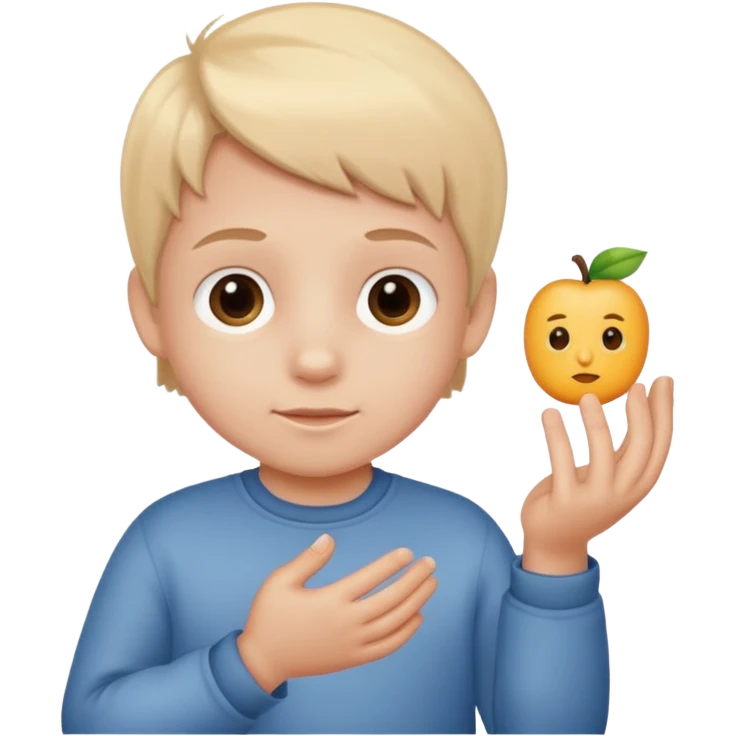A Lil kid holding 6 7 on emoji