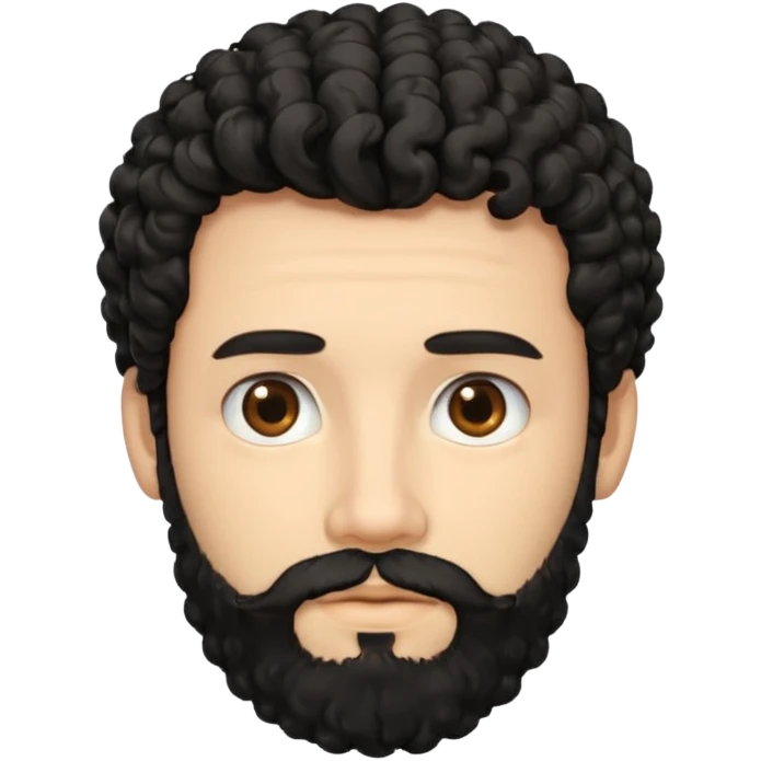 This is a cartoon-style avatar of a man with curly black hair, a beard, and a calm expression emoji