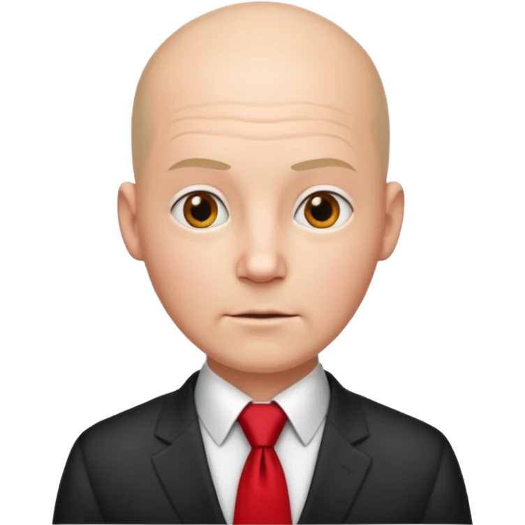 bald with red necktie, white emoji