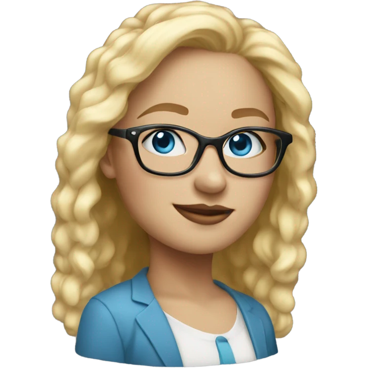 Realistic blonde woman, blue eyes, wearing glasses - SIDE on emoji
