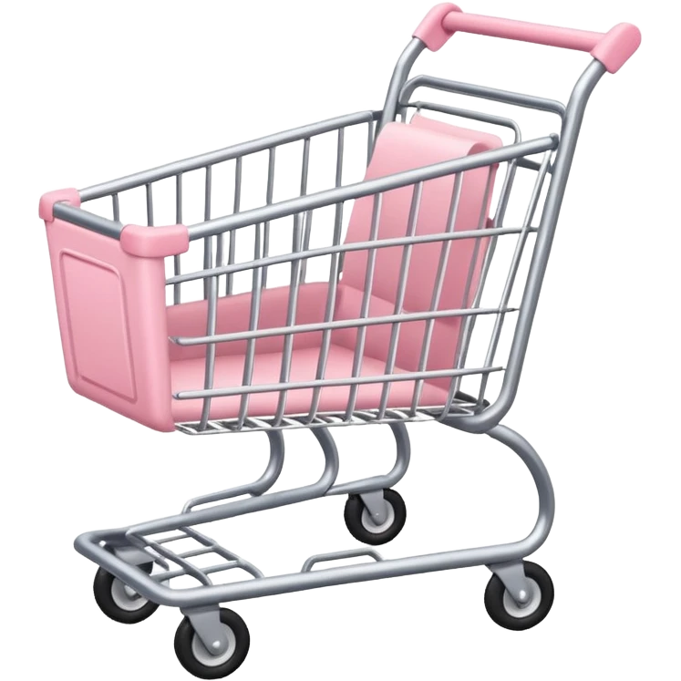 make shopping cart with soft pink tones. emoji