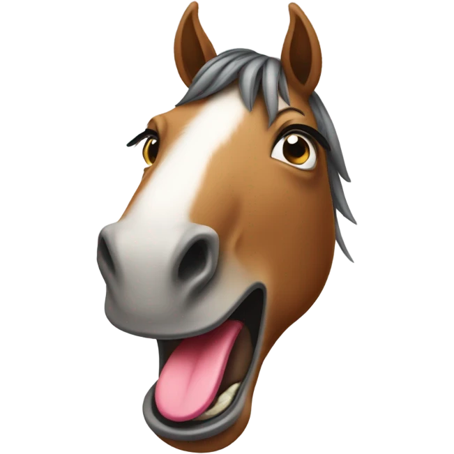 Horse with tongue out￼ emoji