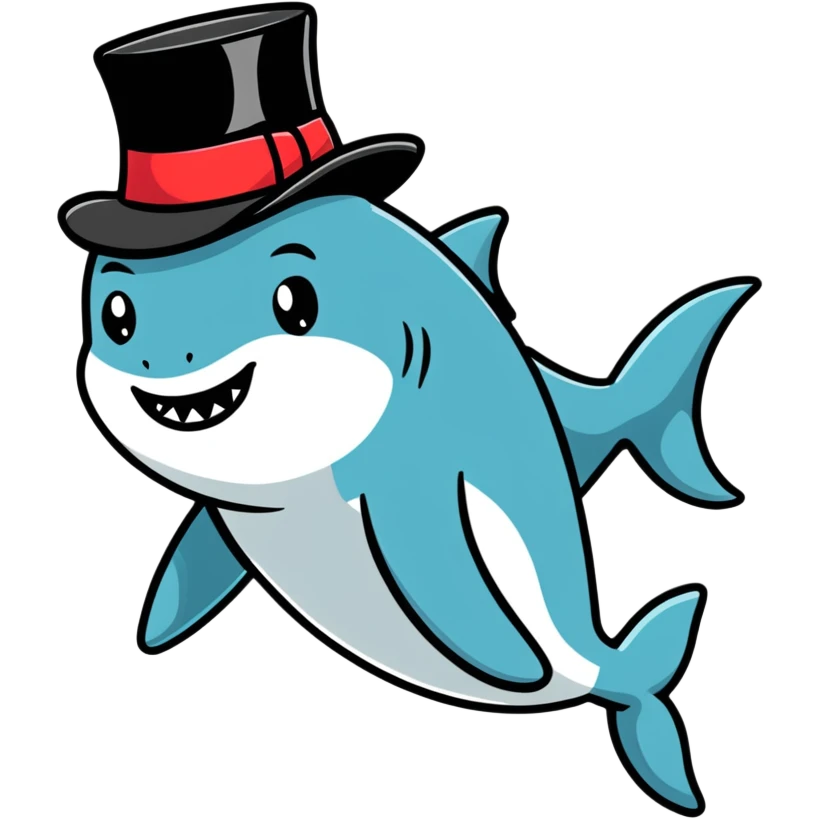 Shark with a top hat emoji