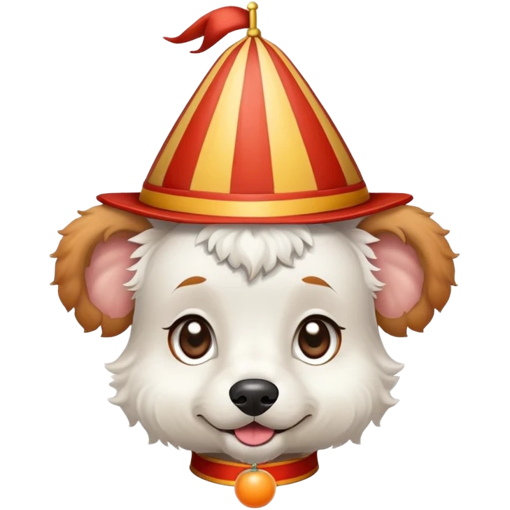 white jackapoo with apricot ears at circus emoji