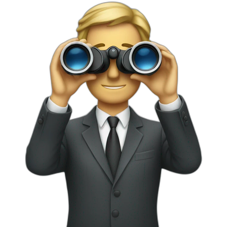 man in suit looking through binoculars emoji