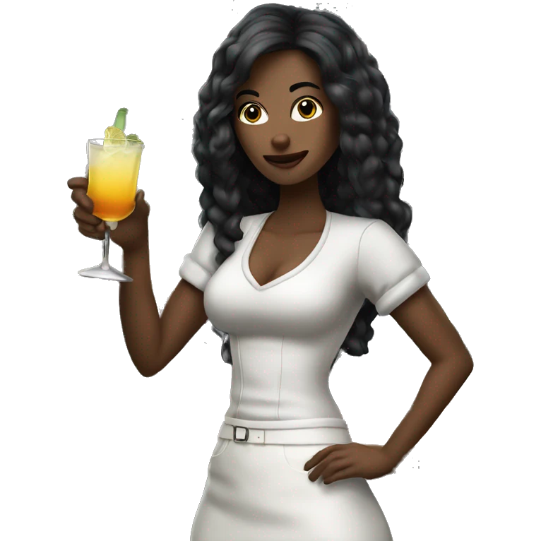 white barmaid straight long dark hair shaking a cocktail emoji