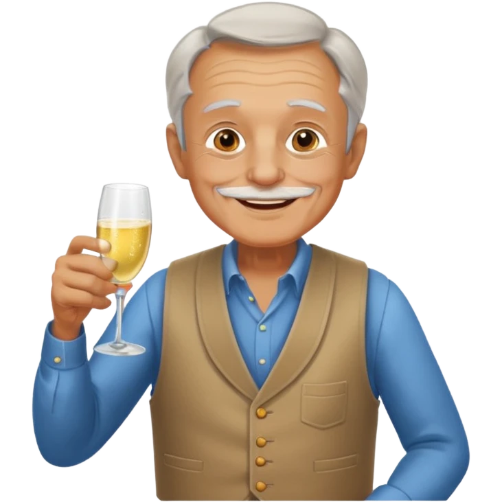 Old man in vest, drinking champagne emoji