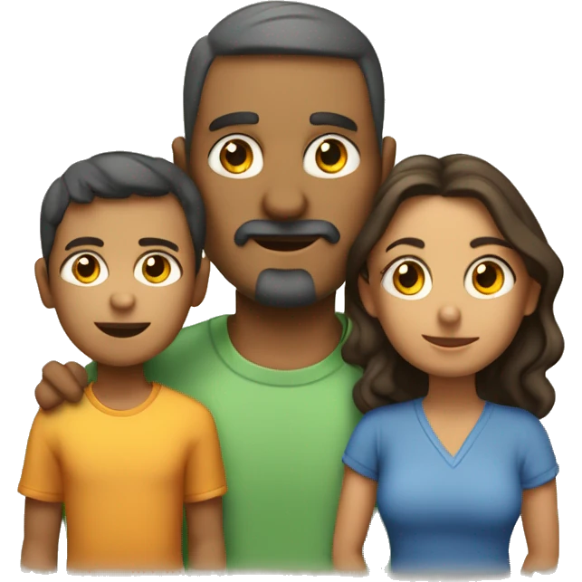 familia de papa, mama y tres niños varones emoji