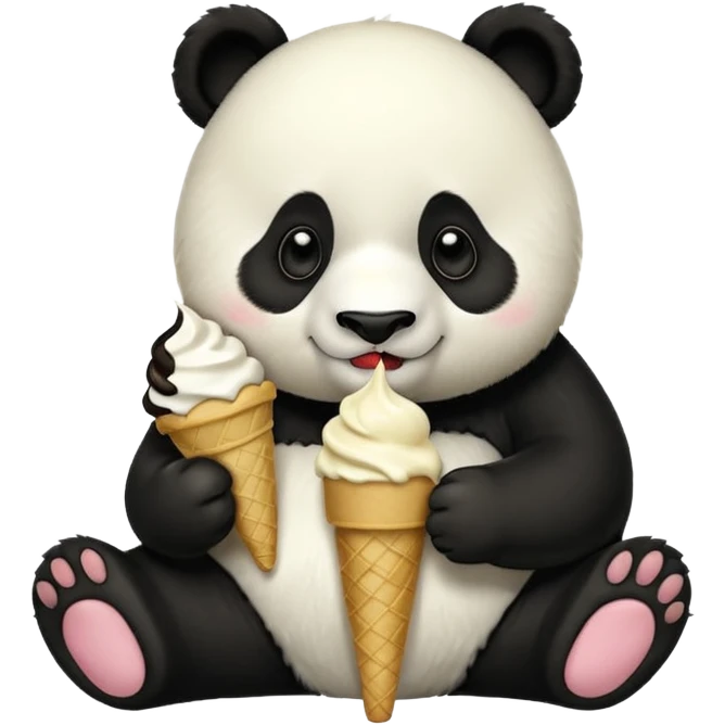 Panda eating ice cream emoji