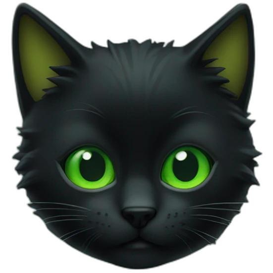 Chat noir poiles long au yeux vert emoji