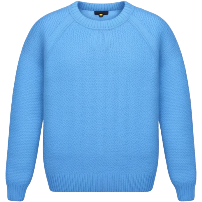 sky-blue knitted wool sweater, round neck. emoji