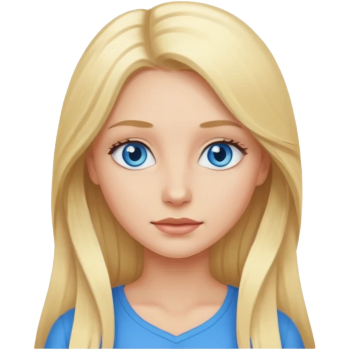 blonde woman blue eyes, long hair emoji
