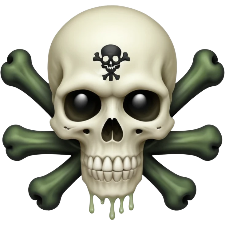 a poisonous cloud of gas, dark swamp color, with an image of a skull and two crossed bones behind the skull emoji