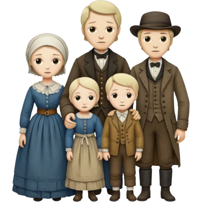 сгенерируй фото бедных семей 1850 года emoji