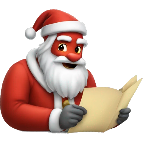 Dragon Santa working on his list emoji